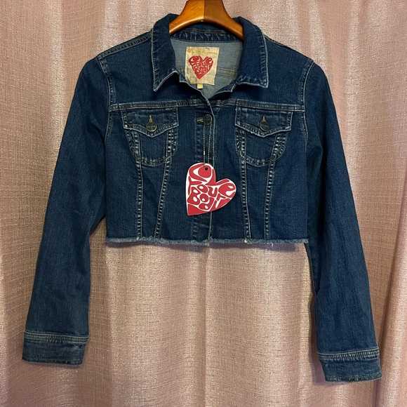 NWT Slink Jeans Fray Cropped Jean Jacket Women’s Size Small Blue Never worn. - Picture 2 of 8